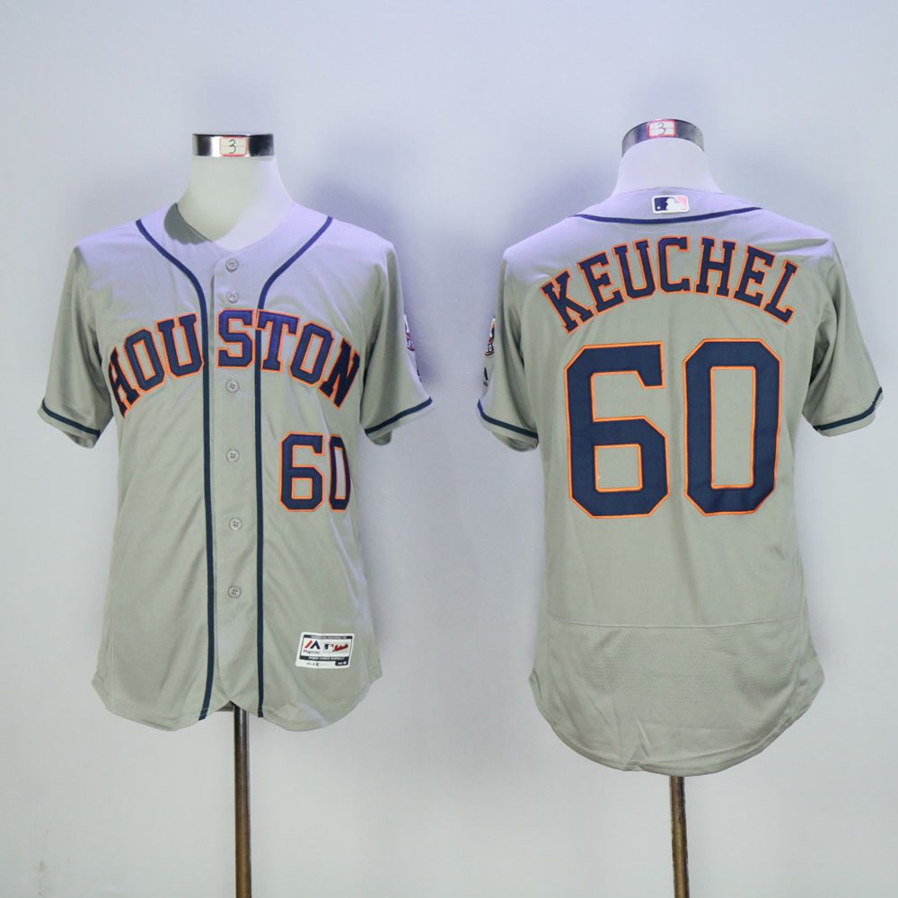 Men Houston Astros 60 Keuchel Grey MLB Jerseys